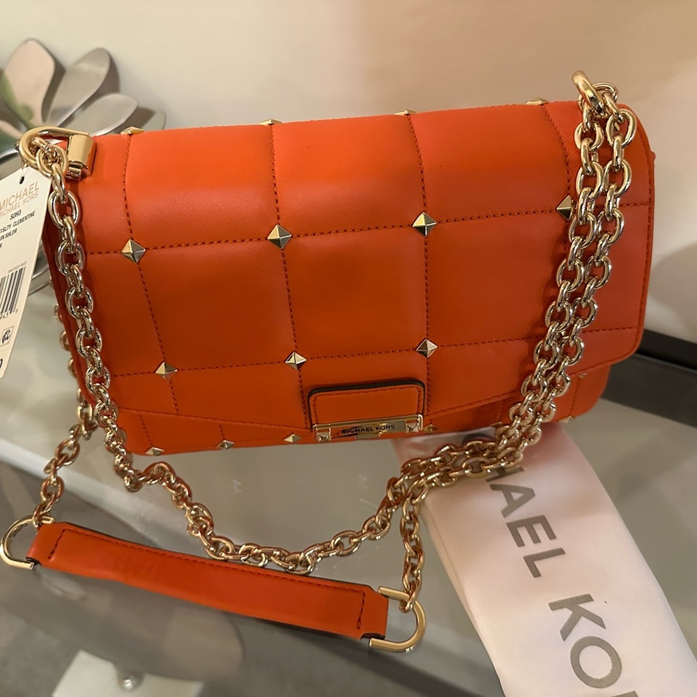 Michael Kors Quilted Orange Crossbody Bag